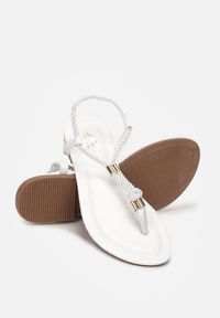 Born2be - Białe Sandały Endima. Nosek buta: okrągły. Zapięcie: pasek. Kolor: biały. Materiał: materiał. Wzór: aplikacja. Sezon: lato
