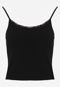 Renee - Czarny Bieliźniany Top z Bawełny z Koronką na Regulowanych Ramiączkach Beralisse. Kolor: czarny. Materiał: bawełna, koronka. Długość rękawa: na ramiączkach. Wzór: koronka. Sezon: zima, wiosna, lato #4