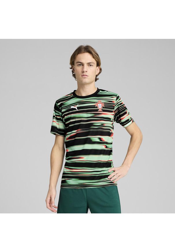 Puma - Męska koszulka przedmeczowa Portugalia PUMA Black White. Kolor: czarny, biały, wielokolorowy. Sport: piłka nożna