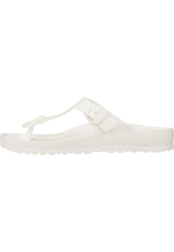 Japonki damskie Birkenstock Gizeh. Zapięcie: bez zapięcia. Kolor: biały. Materiał: materiał, syntetyk. Szerokość cholewki: normalna. Sport: turystyka piesza, pływanie, fitness