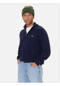 Lacoste T-Shirt TH2038 Granatowy Regular Fit. Kolor: niebieski. Materiał: bawełna