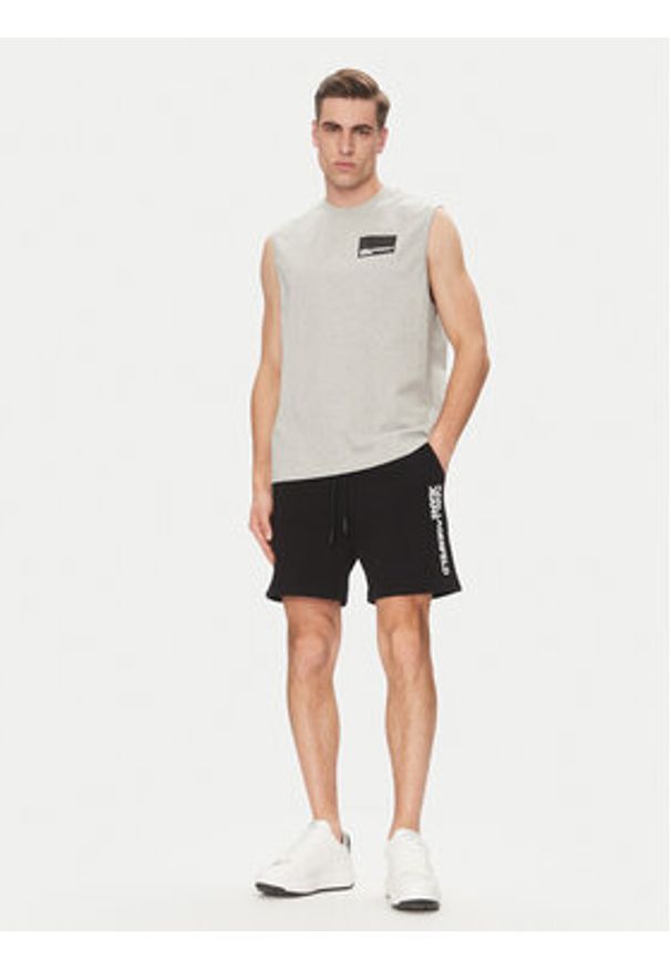 Karl Lagerfeld - KARL LAGERFELD Tank top A2M17053 Szary Relaxed Fit. Typ kołnierza: dekolt w karo. Kolor: szary. Materiał: bawełna