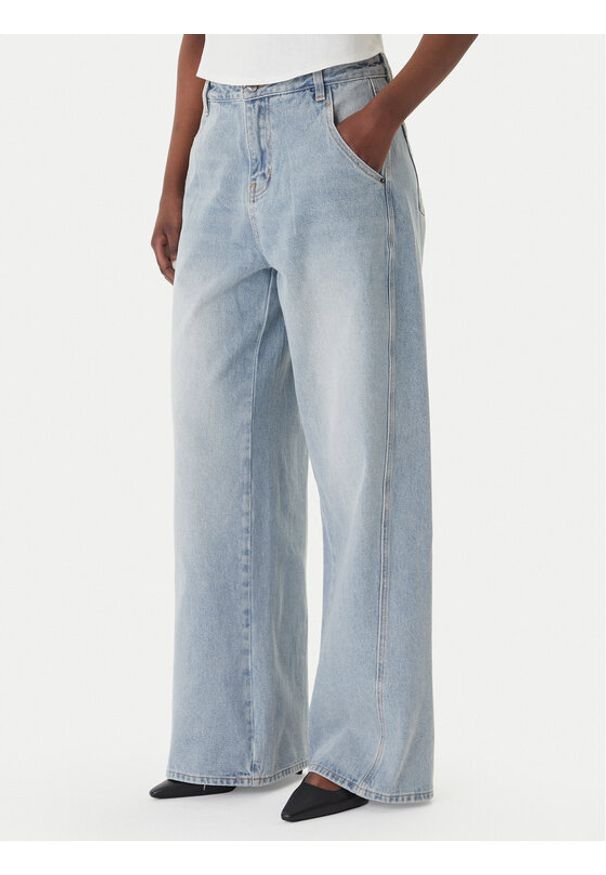Eleh Jeansy EL103 Błękitny Wide Leg. Kolor: niebieski