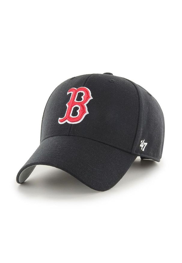 47 Brand - 47brand Czapka MLB Boston Red Socks kolor czarny z aplikacją. Kolor: czarny. Wzór: aplikacja