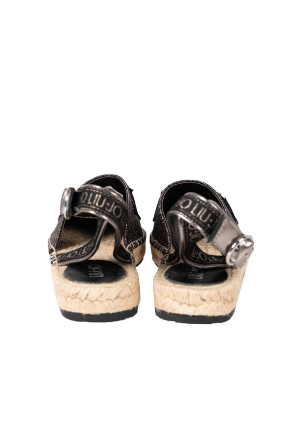 Liu Jo Espadryle "Vera 01" | SA3073 EX157 | Kobieta | Czarny. Okazja: na co dzień. Nosek buta: okrągły. Kolor: czarny. Materiał: skóra ekologiczna. Wzór: aplikacja. Styl: elegancki, klasyczny, casual