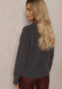 Renee - Szary Sweter z Domieszką Wełny Torissia. Okazja: na co dzień, do pracy. Kolor: szary. Materiał: wełna. Długość rękawa: długi rękaw. Długość: długie. Styl: klasyczny, elegancki, casual #5