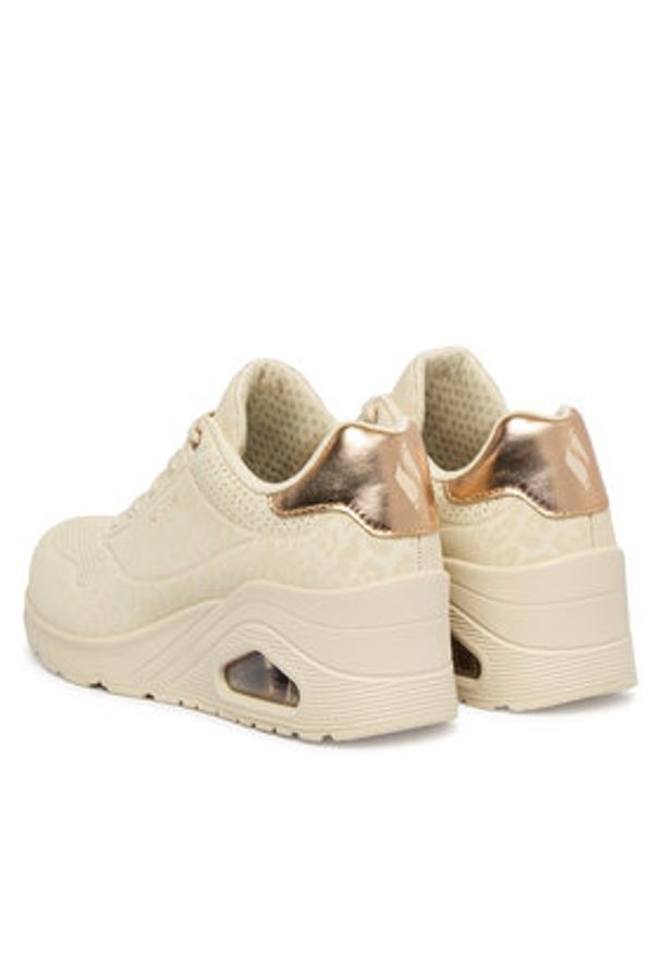 skechers - Skechers Sneakersy Uno Wedge - Safari Daze 177521/OFWT Beżowy. Kolor: beżowy. Materiał: skóra