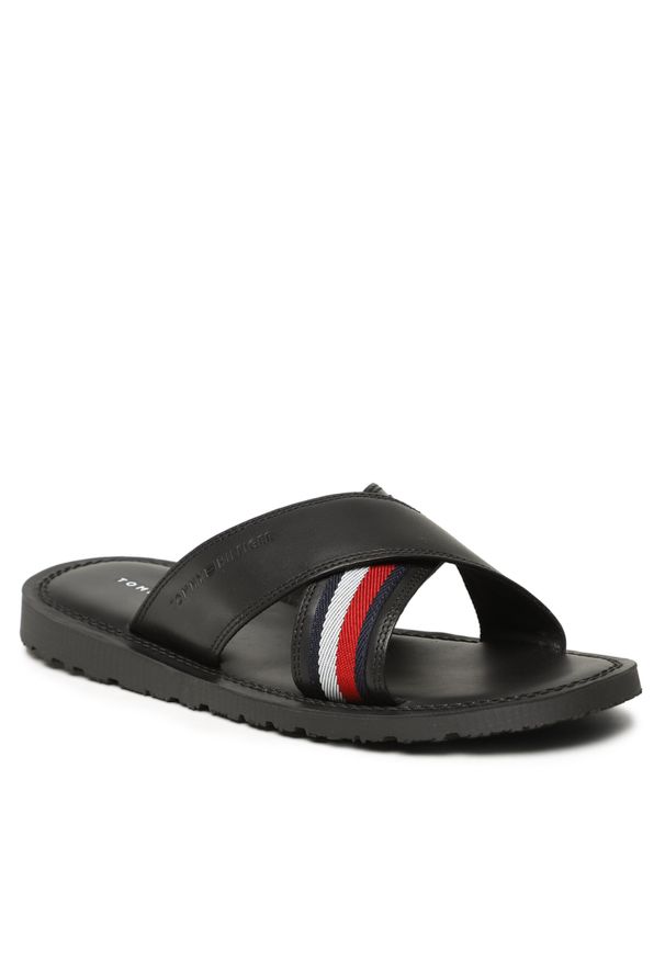 TOMMY HILFIGER - Klapki Tommy Hilfiger Criss Cross Sandal FM0FM04457 Black BDS. Kolor: czarny. Materiał: skóra