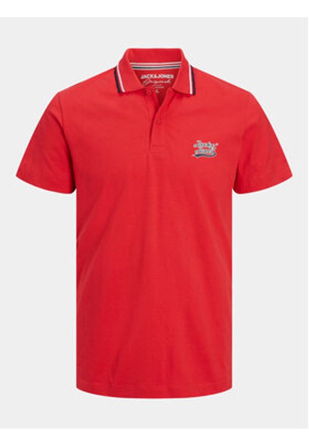 Jack & Jones - Jack&Jones Polo Trevor 12228781 Czerwony Standard Fit. Typ kołnierza: polo. Kolor: czerwony. Materiał: bawełna