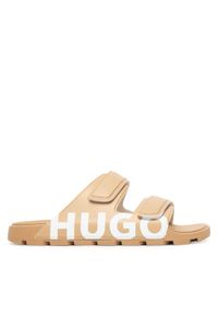 Hugo - HUGO Klapki Evander 50542042 Beżowy. Kolor: beżowy. Materiał: skóra #1