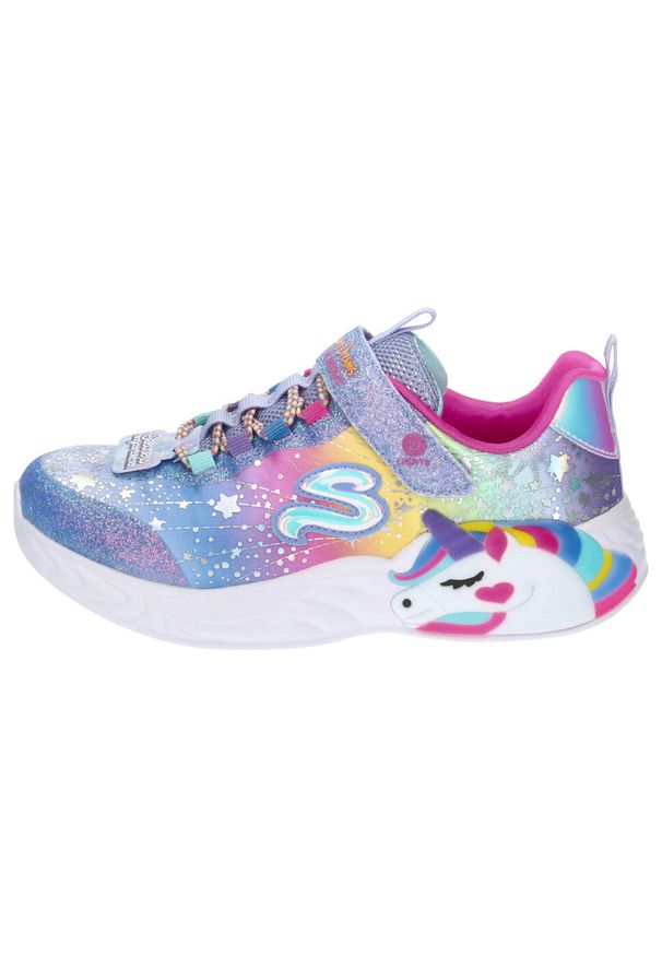 skechers - Buty do chodzenia dla dzieci Skechers Slights Unicorn Dreams. Okazja: na co dzień. Kolor: niebieski, fioletowy, różowy, wielokolorowy. Materiał: guma, syntetyk, materiał. Sport: turystyka piesza