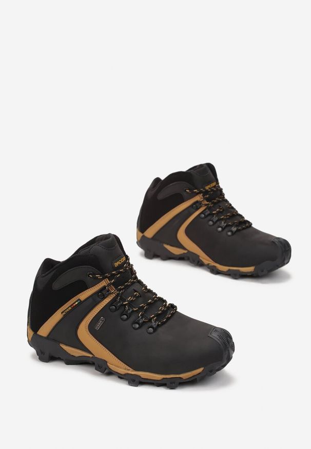 Born2be - Czarne Buty Trekkingowe Mellala. Nosek buta: okrągły. Zapięcie: sznurówki. Kolor: czarny. Materiał: syntetyk, futro, nubuk, materiał. Szerokość cholewki: normalna