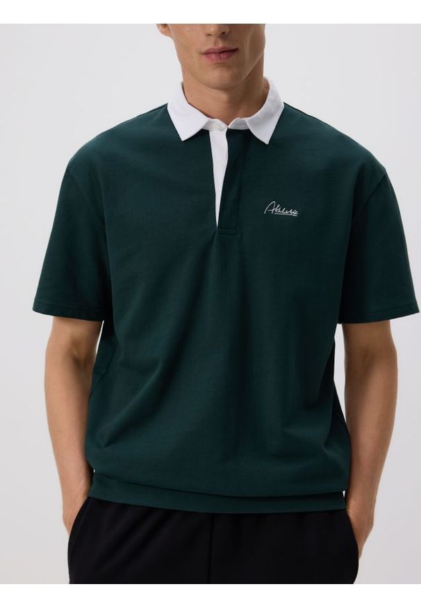 Reserved - Koszulka polo comfort fit - ciemnozielony. Typ kołnierza: polo. Kolor: zielony. Materiał: bawełna, dzianina