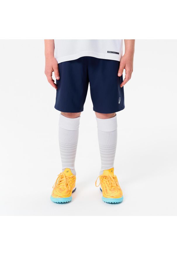 KIPSTA - Spodenki piłkarskie dla dzieci Kipsta Viralto Club. Kolor: niebieski. Materiał: poliamid, poliester, materiał, elastan. Sezon: lato. Styl: sportowy