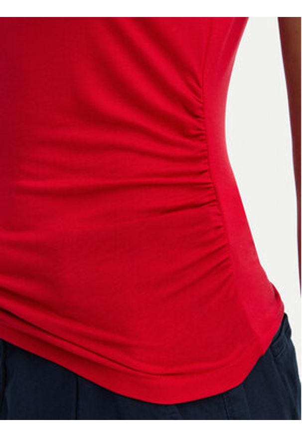 Tommy Jeans T-Shirt Draped DW0DW22802 Czerwony Slim Fit. Kolor: czerwony. Materiał: wiskoza