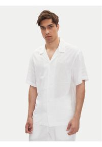 Emporio Armani Koszula EM000593 AF12356 U0002 Biały Regular Fit. Kolor: biały. Materiał: wiskoza, len #1