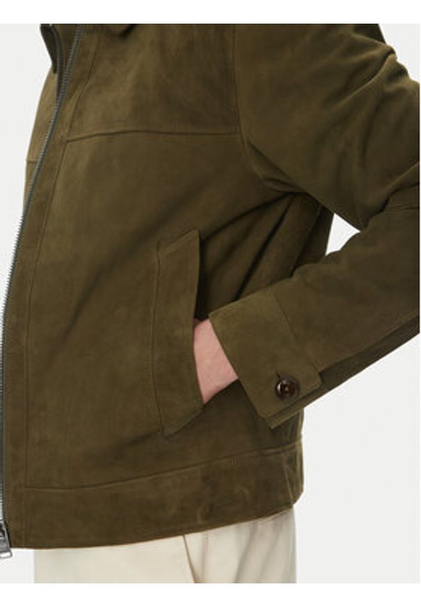 BOSS Kurtka skórzana H-Malbano5 50528014 Zielony Regular Fit. Kolor: zielony. Materiał: skóra