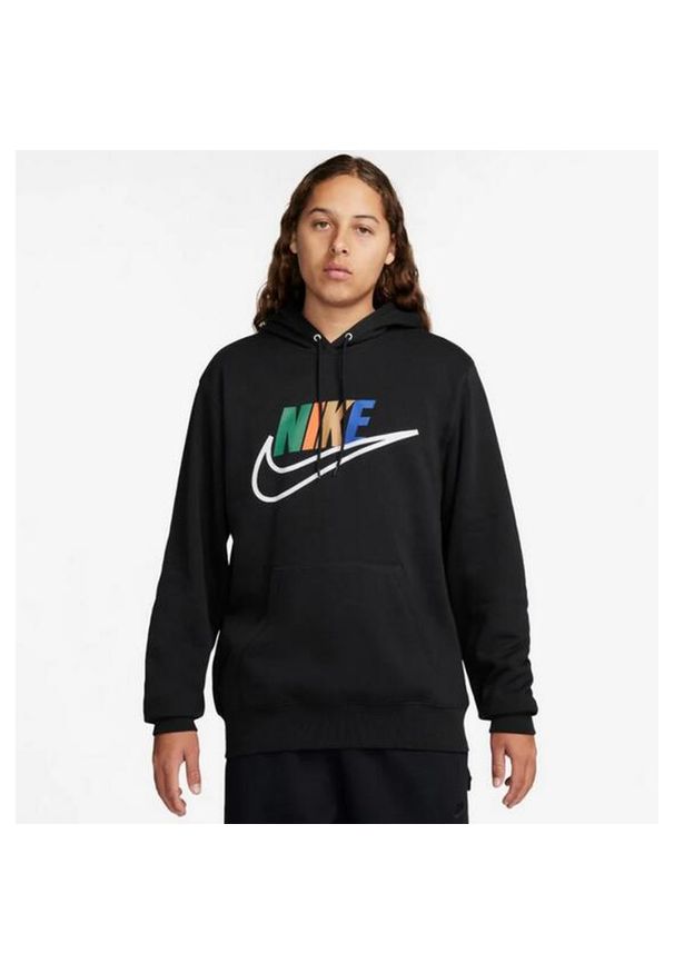 Nike - Bluza z Kapturem Club Futura Rozmiar L Czarny - FZ0772-010. Typ kołnierza: kaptur. Kolor: wielokolorowy, czarny, brązowy. Materiał: polar. Wzór: nadruk. Sport: fitness