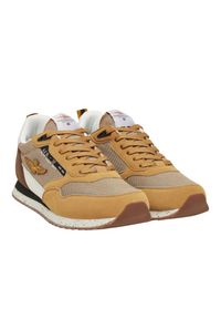 Aeronautica Militare - AERONAUTICA MILITARE Beżowo-brązowe sneakersy męskie ze skórą zamszową, Rozmiar 43. Okazja: na co dzień. Kolor: beżowy. Materiał: skóra, zamsz #5