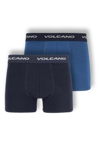 Volcano - Bawełniane bokserki męskie, dwupak, U-BOXER. Kolor: niebieski. Materiał: bawełna. Długość: długie