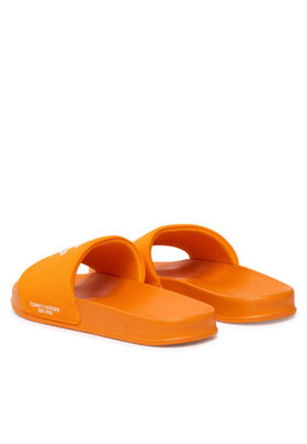 TOMMY HILFIGER - Tommy Hilfiger Klapki Logo Embroidery CanvasFM0FM05858 Pomarańczowy. Kolor: pomarańczowy. Materiał: materiał
