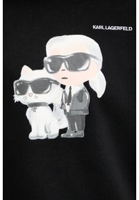 Karl Lagerfeld - KARL LAGERFELD Czarna damska bluza Ikon Duo, Rozmiar XS. Kolor: czarny. Materiał: bawełna. Wzór: nadruk #4