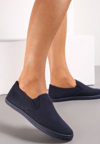 Born2be - Granatowe Tenisówki Materiałowe na Płaskiej Podeszwie Ediany. Kolor: niebieski. Materiał: materiał. Obcas: na płaskiej podeszwie #3