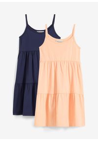 bonprix - Sukienka z dżerseju (2 szt.), z czystej bawełny organicznej. Kolor: niebieski. Materiał: jersey, bawełna. Sezon: lato