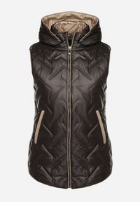 Born2be - Czarna Pikowana Kamizelka z Odpinanym Kapturem Rilanisa. Okazja: na co dzień. Kolor: czarny. Materiał: jeans. Styl: klasyczny, casual, elegancki #5