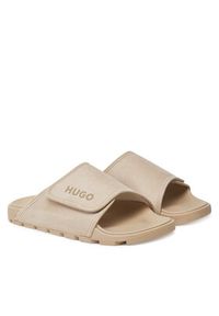 Hugo - HUGO Klapki Evander 50548704 Beżowy. Kolor: beżowy. Materiał: materiał #4