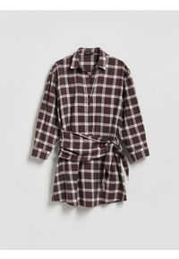 Reserved - Sukienka z wiskozą - ciemnobrązowy. Kolor: brązowy. Materiał: wiskoza #1