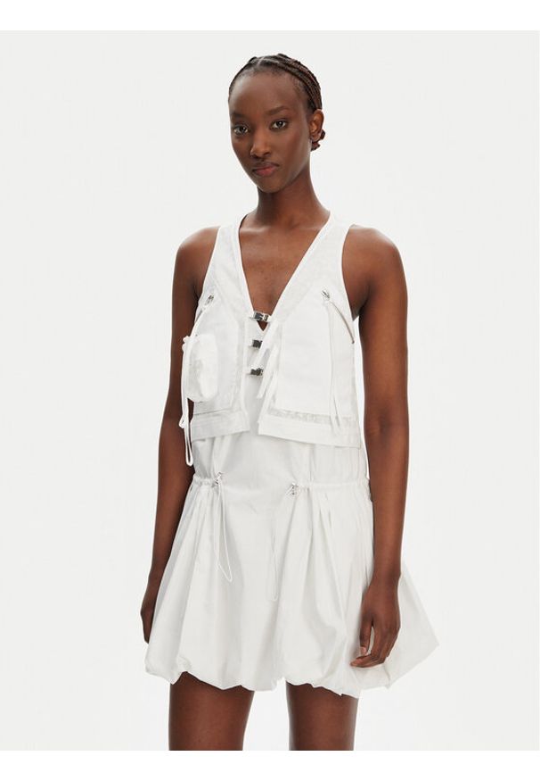 Pinko - PINKO Sukienka codzienna Benny 105305 A2MO Biały Regular Fit. Okazja: na co dzień. Kolor: biały. Materiał: bawełna. Typ sukienki: proste. Styl: casual
