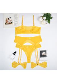 Intica - Zestaw bielizny z siateczki elegancki i trwały Shani. Kolor: żółty. Materiał: materiał