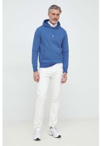 Polo Ralph Lauren bluza męska kolor niebieski z kapturem gładka. Typ kołnierza: kaptur, polo. Kolor: niebieski. Wzór: gładki