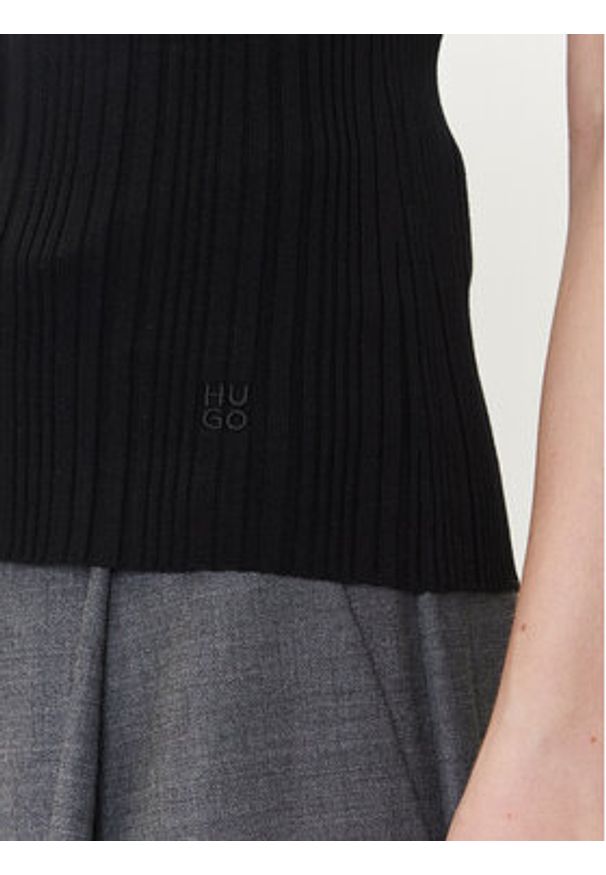 Hugo - HUGO Top Sarepilk 50542597 Czarny Slim Fit. Kolor: czarny. Materiał: wiskoza