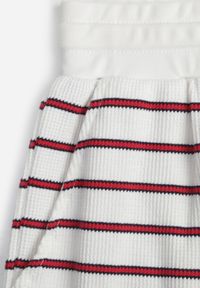 Renee - Czerwono-Białe Casualowe Szorty High Waist w Prążki z Bawełnianej Tkaniny Lennliss. Okazja: na co dzień. Stan: podwyższony. Kolor: biały. Materiał: bawełna, tkanina. Wzór: prążki. Sezon: lato. Styl: casual #3