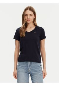 GANT - Gant T-Shirt Shield 4200750 Granatowy Regular Fit. Kolor: niebieski. Materiał: bawełna