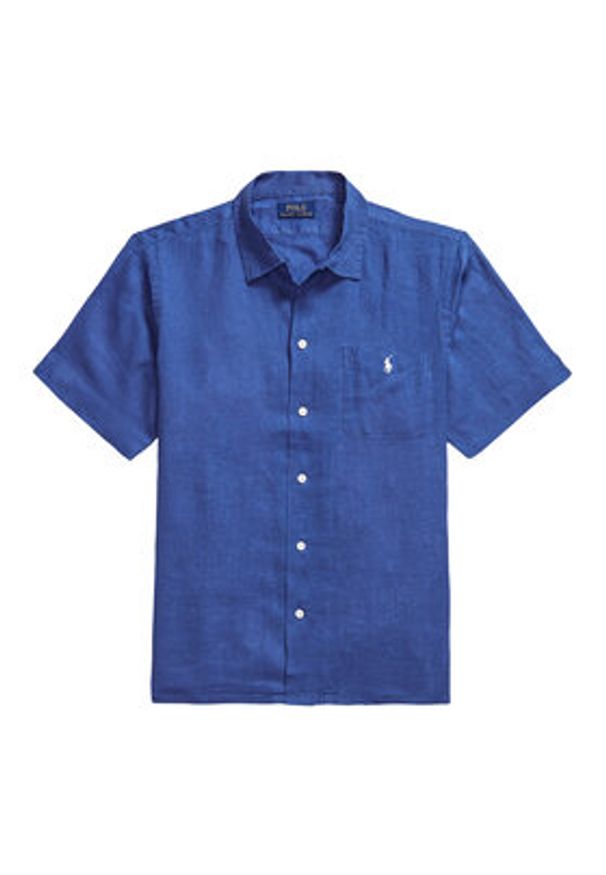 Polo Ralph Lauren Koszula 710966421503 Niebieski Regular Fit. Typ kołnierza: polo. Kolor: niebieski. Materiał: len