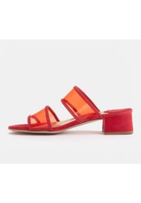 Marco Shoes Klapki damskie z półprzeźroczystymi paskami czerwone. Kolor: czerwony #8