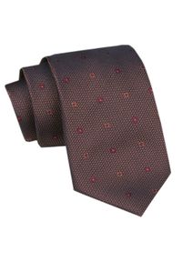 Elegancki Krawat Męski Angelo di Monti - Brązowy z Drobnym Wzorem. Kolor: brązowy, wielokolorowy, beżowy. Materiał: tkanina. Styl: elegancki #1