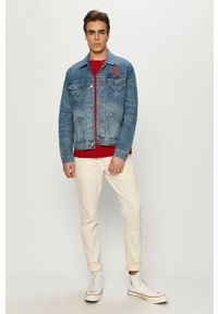 Wrangler - Kurtka jeansowa. Okazja: na co dzień. Kolor: niebieski. Materiał: jeans. Styl: casual #4