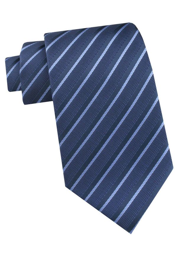 Krawat Męski - Angelo di Monti - Ciemnoniebieski w Prążek. Kolor: niebieski. Materiał: tkanina. Wzór: prążki. Styl: elegancki, wizytowy