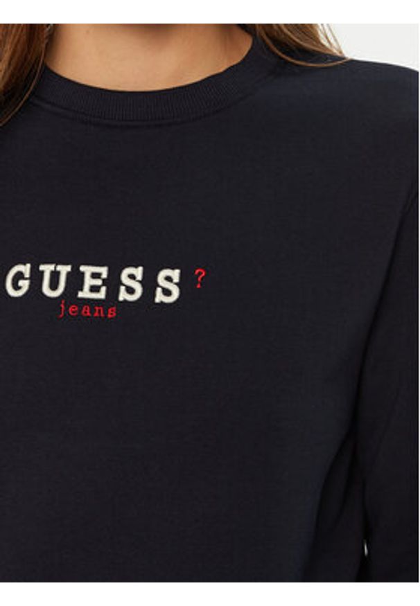 Guess Jeans Bluza W5RQ28 K68I4 Granatowy Regular Fit. Kolor: niebieski. Materiał: bawełna