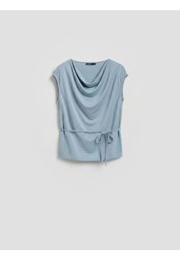 Reserved - Bluzka z modalem - jasnoniebieski. Kolor: niebieski. Materiał: dzianina