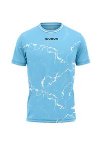 T-shirt Sportowy Givova Graphite Sky-White - Lekki i Oddychający. Kolor: niebieski, biały, wielokolorowy. Materiał: poliester. Wzór: haft, nadruk. Sport: fitness, piłka nożna