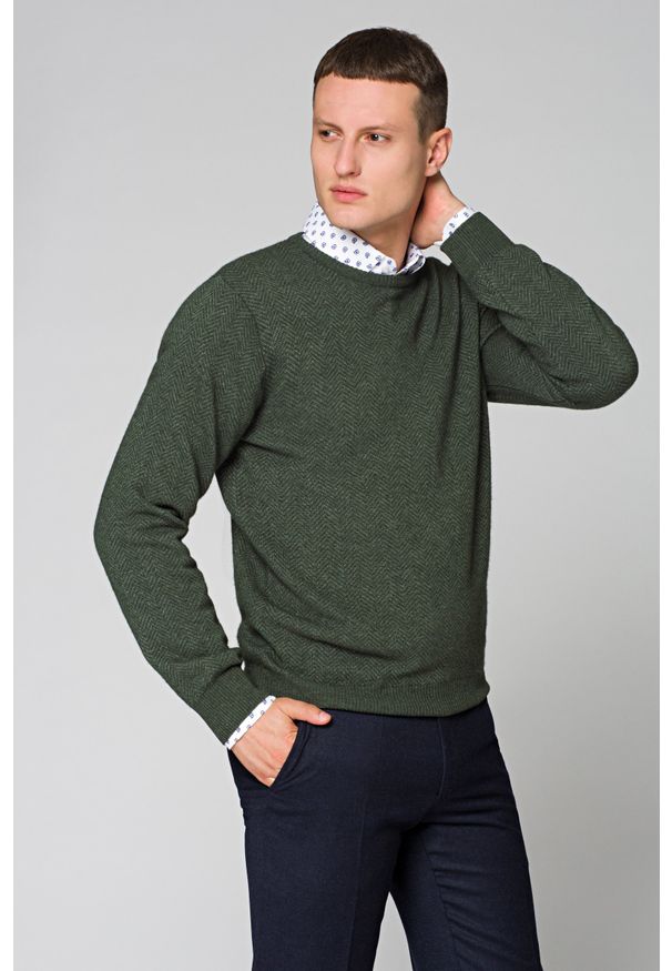 Lancerto - Sweter Zielony w Jodełkę Radley. Okazja: na co dzień. Kolor: zielony. Materiał: jeans, wełna, materiał, bawełna, kaszmir, prążkowany. Wzór: jodełka. Sezon: wiosna, jesień. Styl: casual