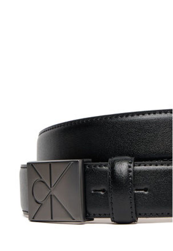 Calvin Klein Pasek Męski Emblem Plaque Buckle 32Mm LV04D7046G Czarny. Kolor: czarny. Materiał: skóra
