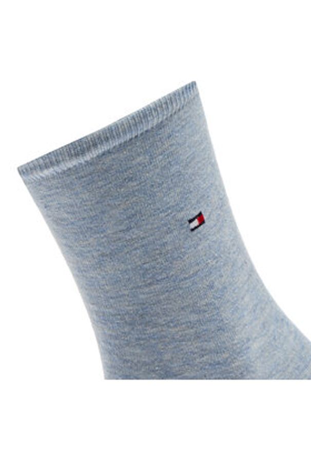 TOMMY HILFIGER - Tommy Hilfiger Zestaw 2 par wysokich skarpet damskich 371221106 Niebieski. Kolor: niebieski. Materiał: materiał, bawełna