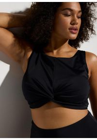 bonprix - Bikini bustier (2 części). Kolor: czarny. Materiał: poliamid. Wzór: nadruk