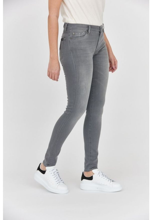 7 FOR ALL MANKIND Szare jeansy damskie z wysokim stanem HW SKINNY, Rozmiar 27. Stan: podwyższony. Kolor: szary